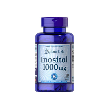 A bottle of Inositol 1000 mg 90 Caplets by Puritan's Pride.